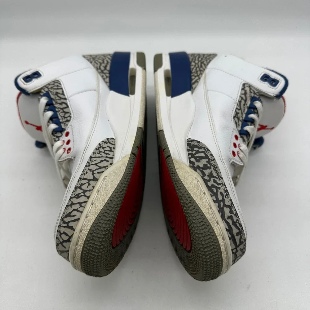 Nike 854262-106 Mens 8.5 Air Jordan 3 White Cement True Blue Retro OG Sneakers